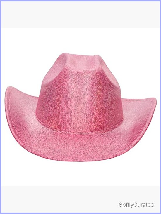 Holographic Glitter Cowgirl Hat for Women Costume Party Western Cowboy Hat M/L